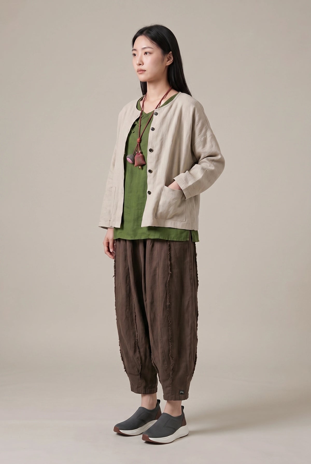 Stonewashed Linen Jacket (Oat & Blush)