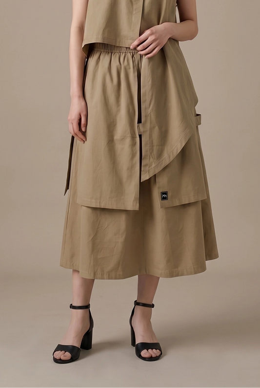 Veil Panel Midi Skirt