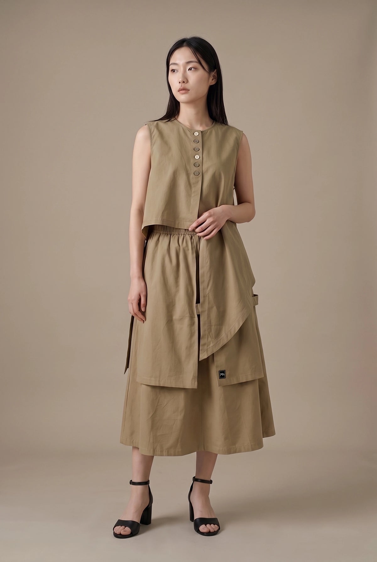 Veil Panel Midi Skirt