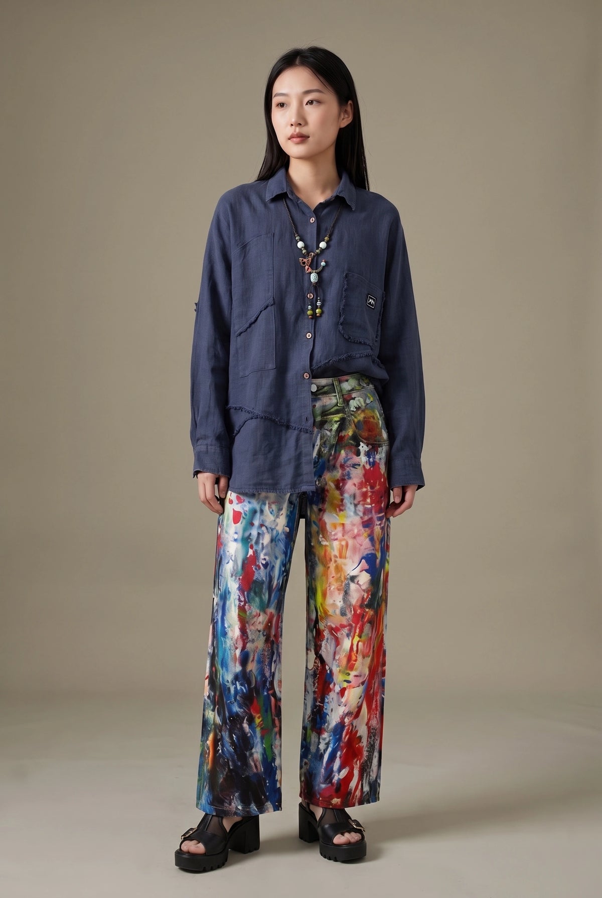 Sand-Fried Linen Overshirt - Blue