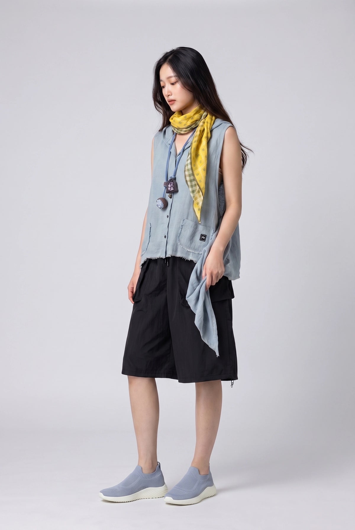 Washed Linen Hooded Vest