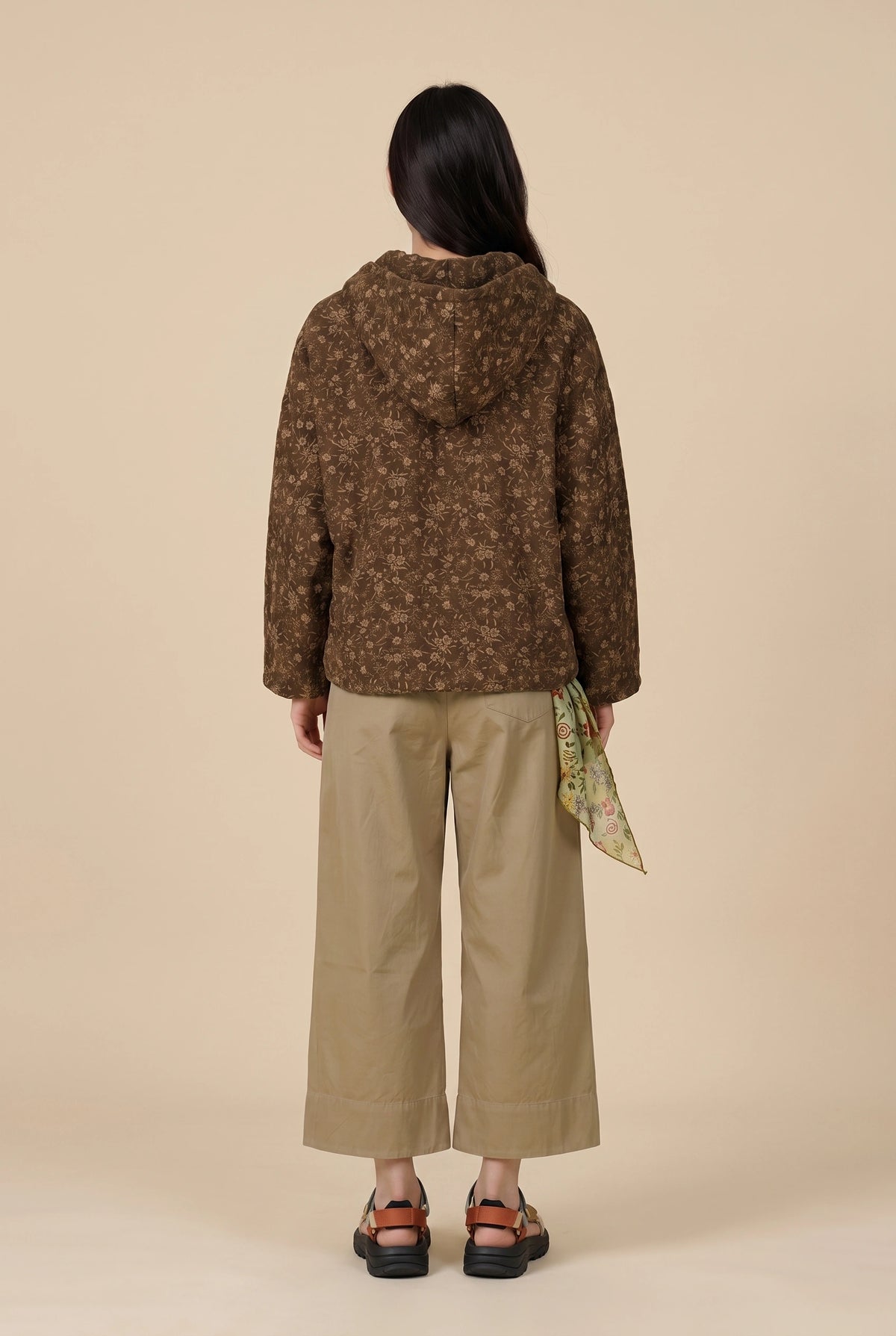 Floral Quilted Linen Hooded Jacket