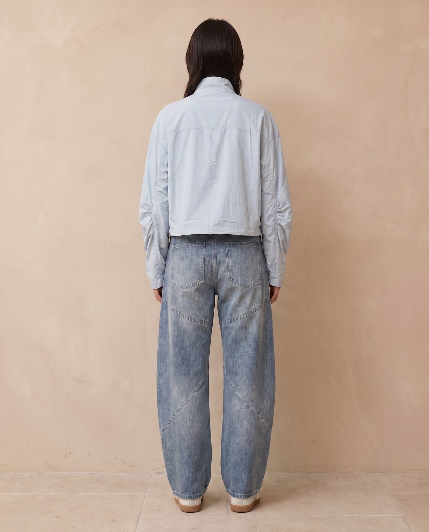 Light Blue Cropped Utility Zip Jacket