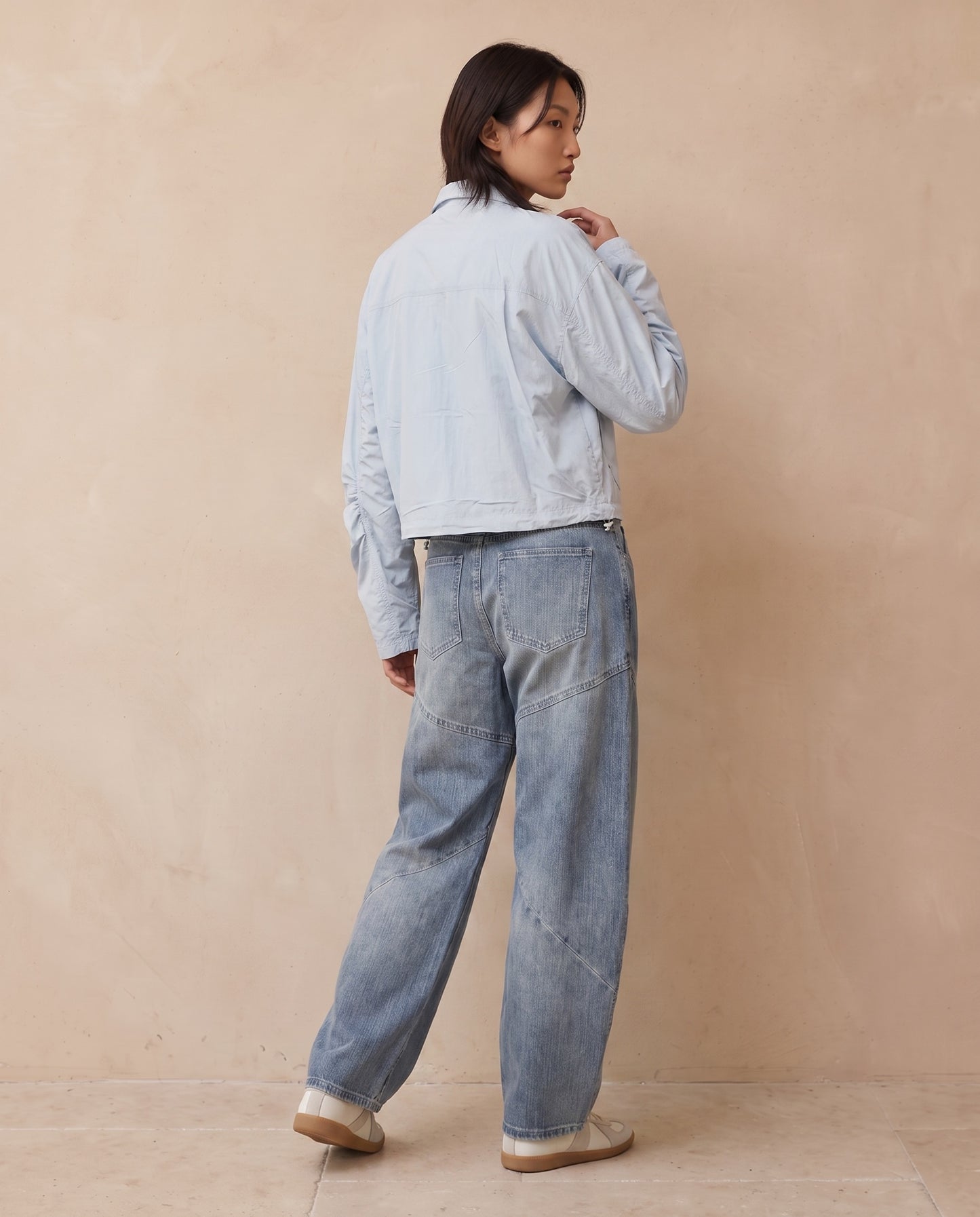 Light Blue Cropped Utility Zip Jacket