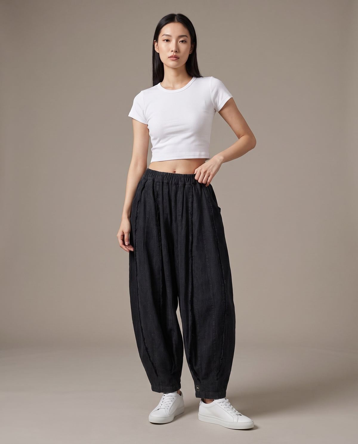 Black Linen Wide-Leg Pants