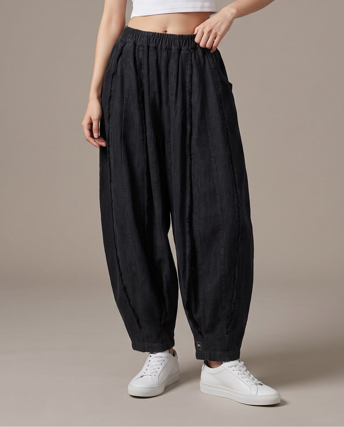 Black Linen Wide-Leg Pants