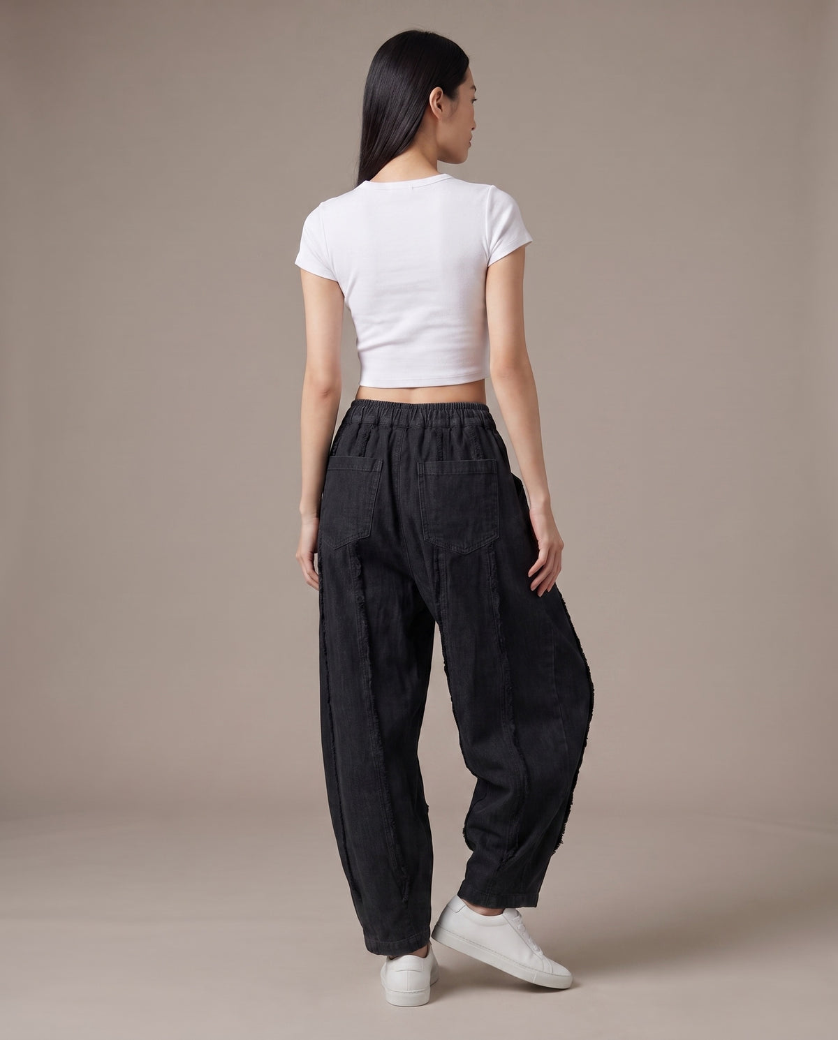 Black Linen Wide-Leg Pants