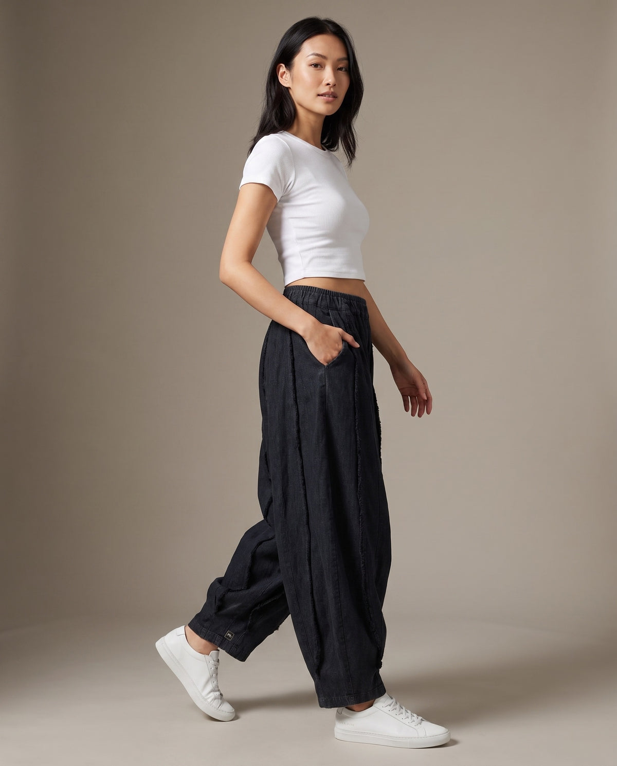 Black Linen Wide-Leg Pants
