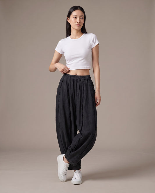 Black Linen Wide-Leg Pants