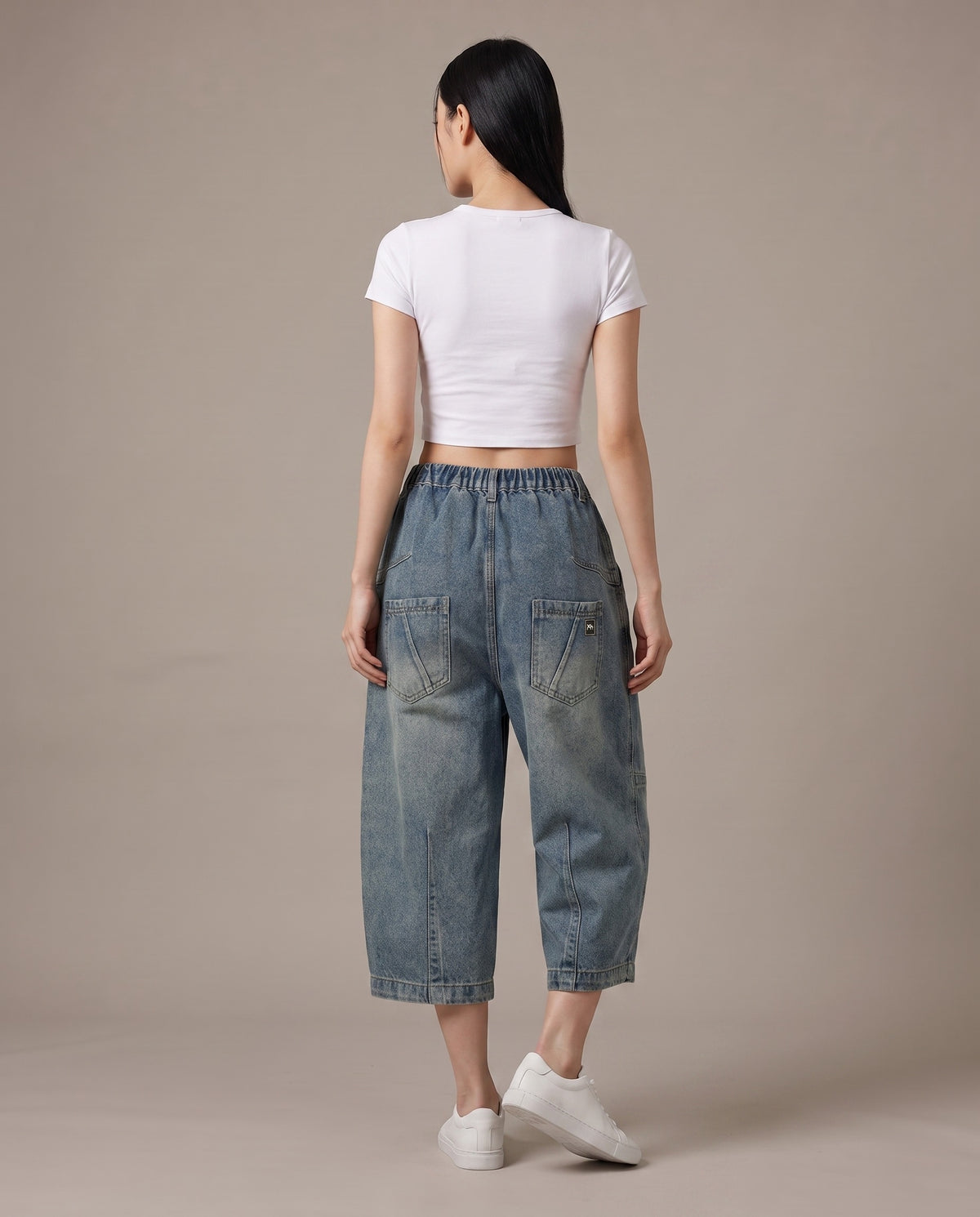 Cropped Balloon Jeans