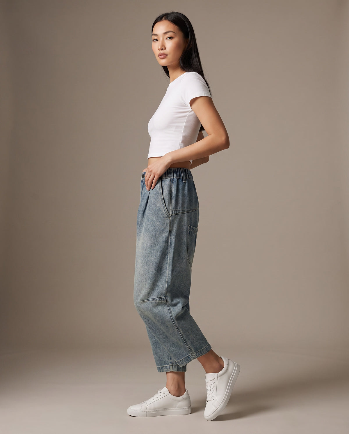 Cropped Balloon Jeans