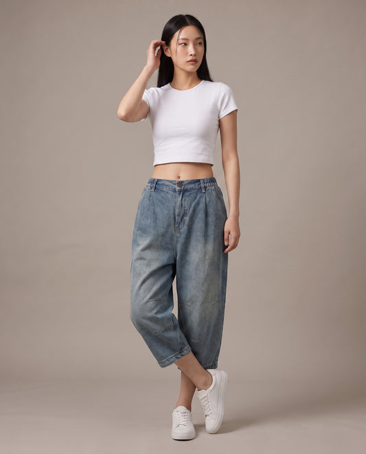 Cropped Balloon Jeans