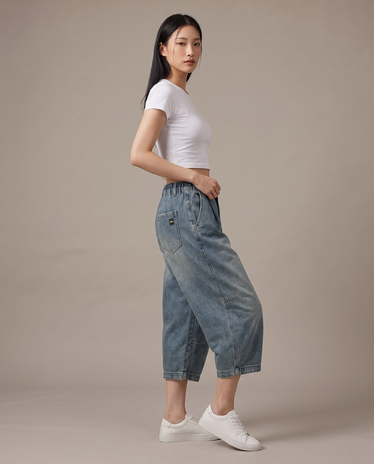Cropped Balloon Jeans