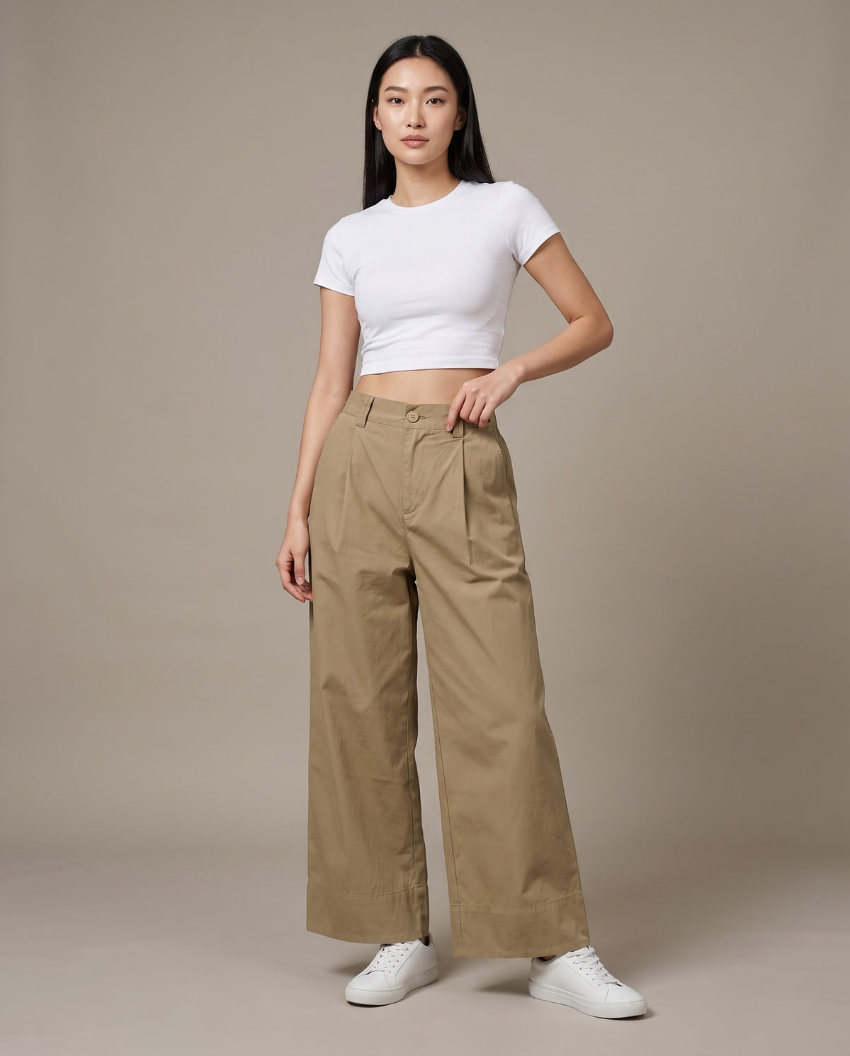Field Pleat Wide-Leg Pants