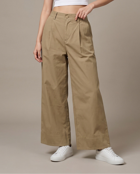 Field Pleat Wide-Leg Pants