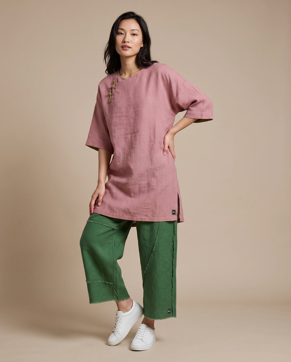 Petal Stripe Linen Tunic
