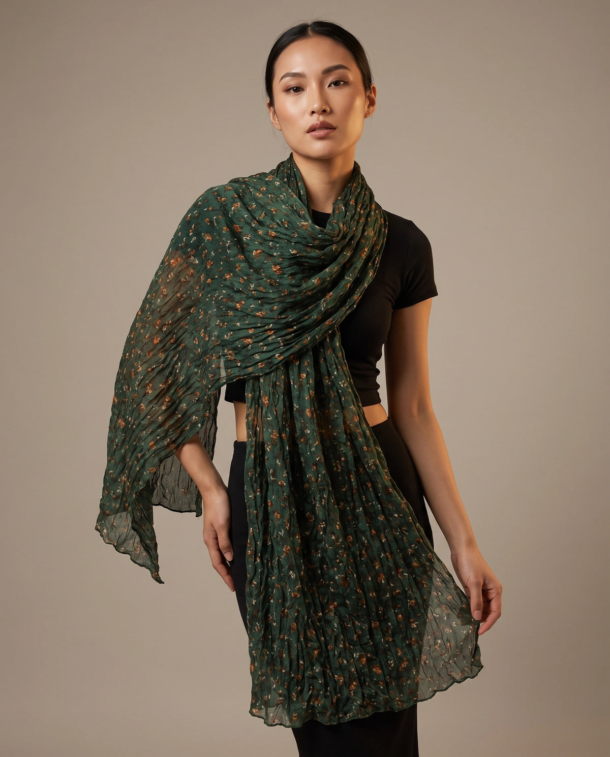 Forest Bloom Crinkle Scarf