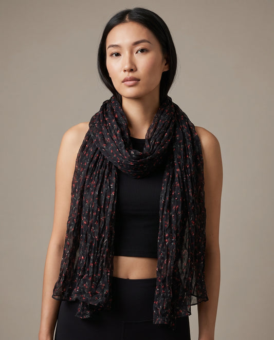 Midnight Rose Crinkle Scarf