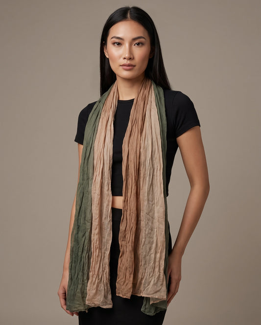 Clay Olive Crinkle Scarf