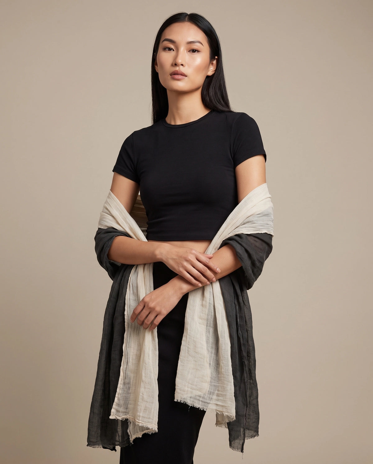 Charcoal Oat Crinkle Scarf