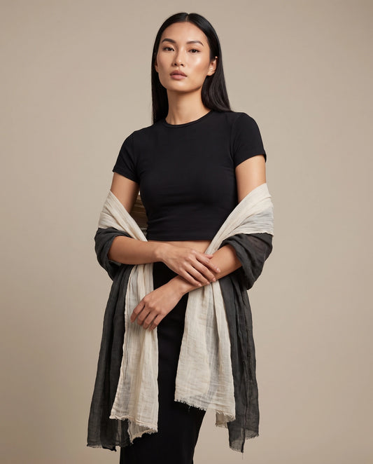 Charcoal Oat Crinkle Scarf