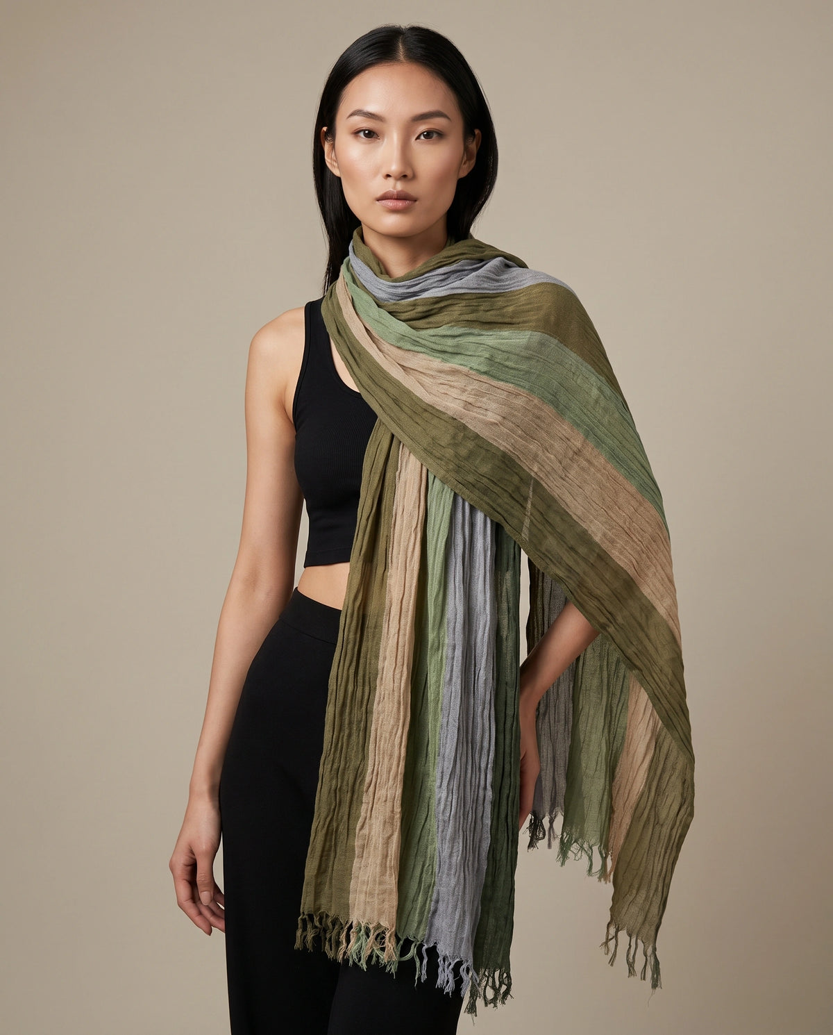 Terrain Stripe Crinkle Scarf