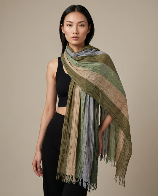 Terrain Stripe Crinkle Scarf
