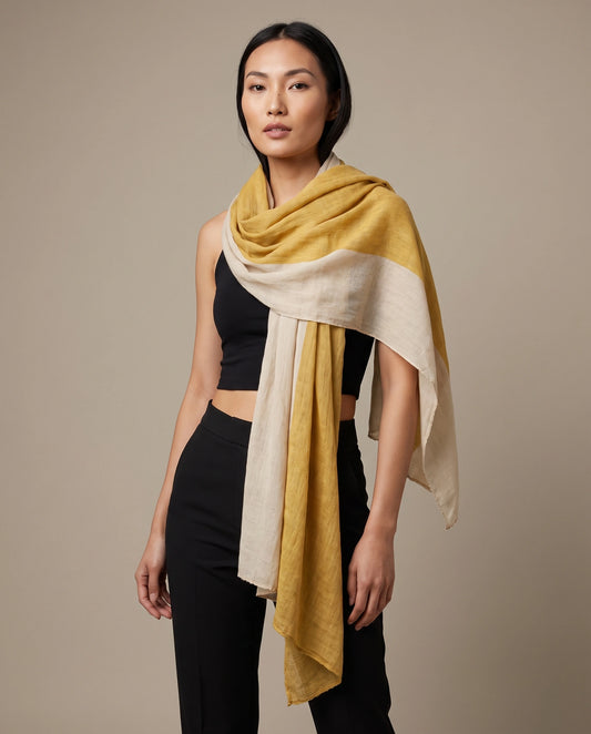 Ochre Ivory Crinkle Scarf