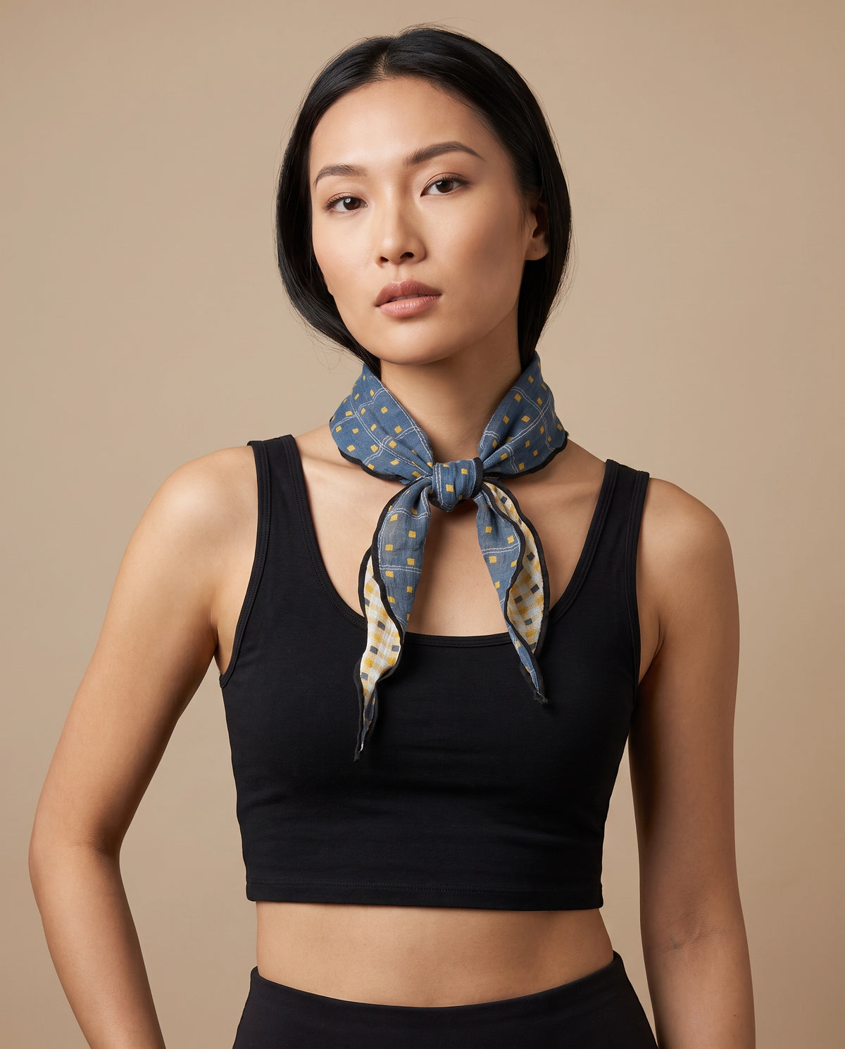 Golden Grid Woven Scarf