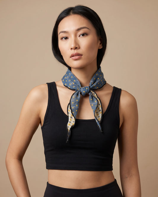 Golden Grid Woven Scarf