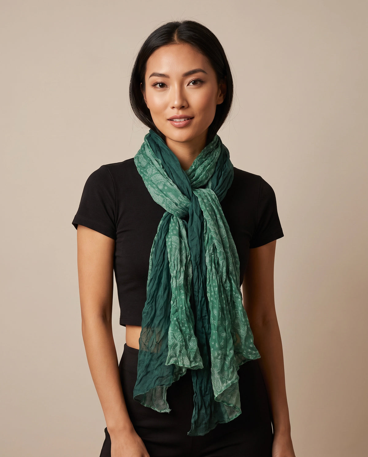 Forest Paisley Crinkle Scarf