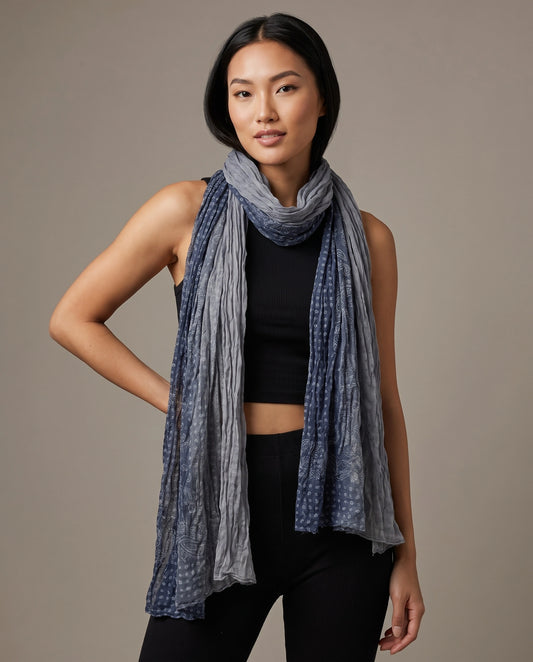 Smoke Paisley Crinkle Scarf