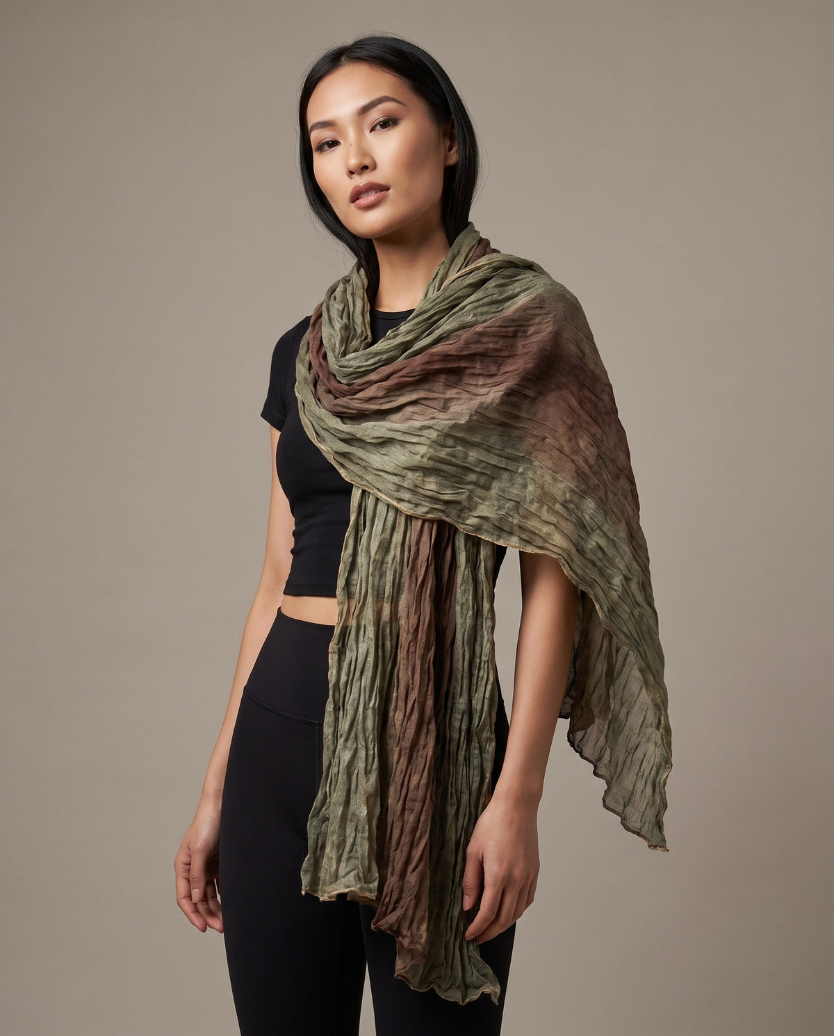 Moss Cocoa Crinkle Scarf